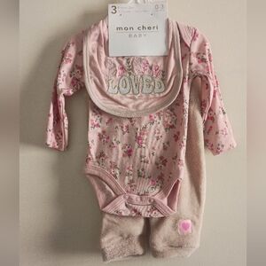 Baby Girl Floral Pink 3PC Outfit Set
